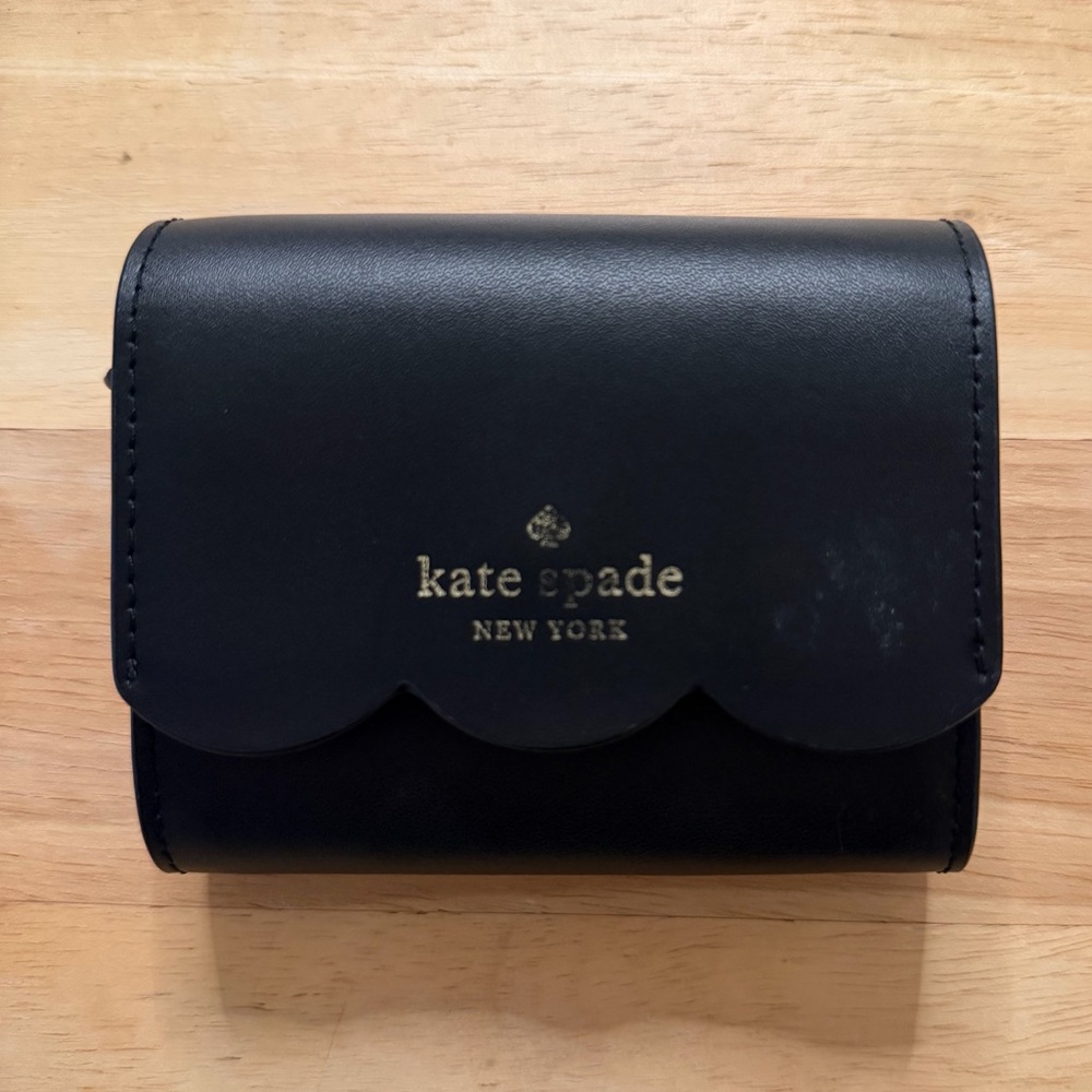 Kate Spade Black Leather Gemma Small Flap Wallet